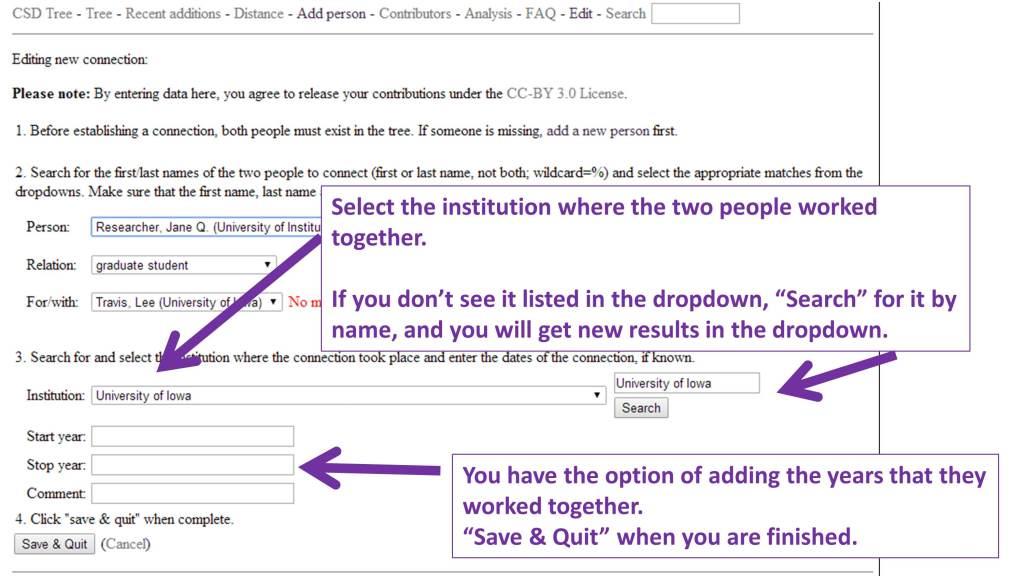 Specify the institution where your relationship occurred.